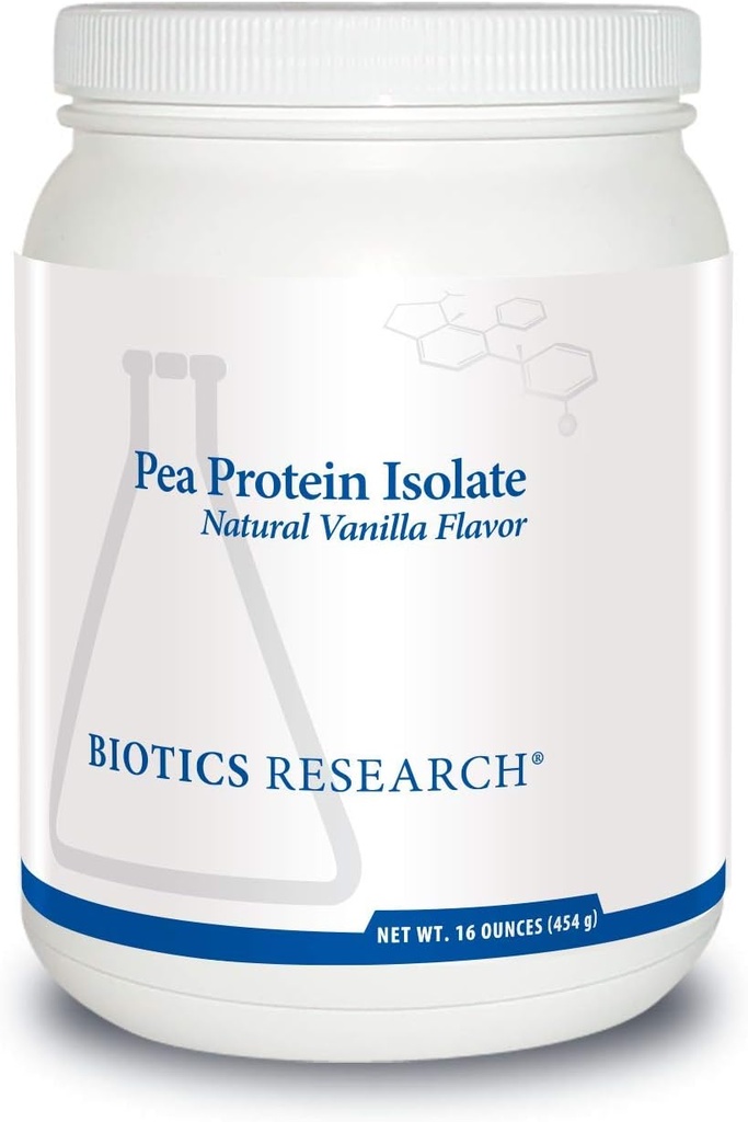 Biotics Research Pea Protein Isolate Natural Vanilla smaksatt, blandar lätt med vatten eller juice, Premium Pea Protein, 21 gram ren protein per servering 16 Ounces