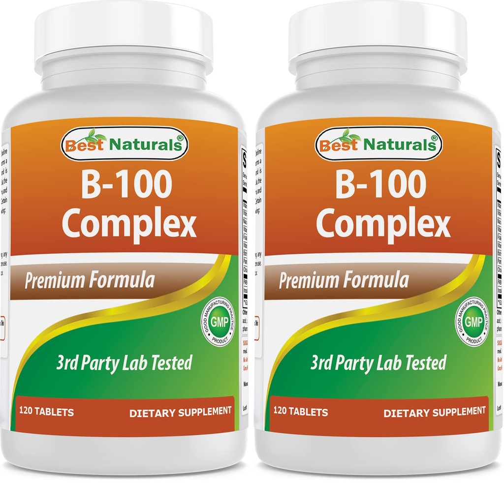 Bästa naturliga B 100 Komplex 120 tabletter (B Komplex Vitaminer) (120 greve av 2)