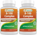 Bästa naturliga B 100 Komplex 120 tabletter (B Komplex Vitaminer) (120 greve av 2)