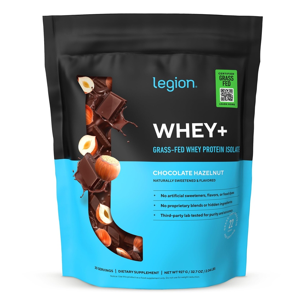 LEGION Whey+ Protein Whey Isolate från Grass Fed Cows - Whey Protein Isolate Powder Low Calorie, Non-GMO, Sugar Free, Laktos och Gluten Free, All Natural Protein Powder för Män & Kvinnor, 30 portioner
