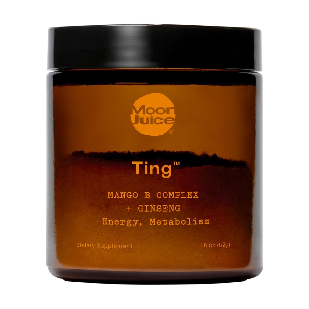 Moon Juice Ting - Vitamin B Complex Powder Supplement - Methylated B12, Folate, Ginseng, L-Glutamine & B Vitamins, Caffeine Free Energy & Digestion Support, Sugar Free, Mango, 1.8 oz, 25 Servings