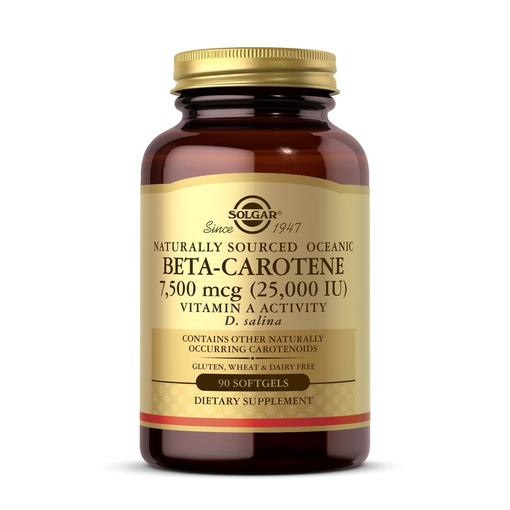 Solgar Oceanic Beta-Carotene 25 000 IE - 90 Softgels - Potent Antioxidant - 100% naturlig Pro-Vitamin A - Gluten Fri, Mjölkfri - 90 portioner