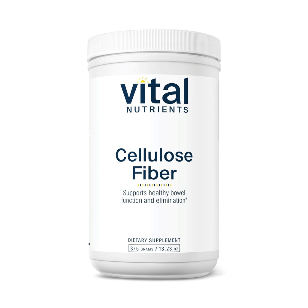 Vital Nutrients Cellulose Fiber Powder | 375g Cellulose Insoluble Fiber Powder | Fiber Supplement Powder stöder hälsosam tarmfunktion | Gluten, Dairy, Soy Free | Icke-GMO | 60 kapslar