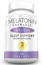 Mauricettes Natural Melatonin 3mg Chewable Tablets - Fast Acting 3 mg sovande piller för barn, tonåringar och vuxna, osmakade, icke beroendeframkallande, upplösbar sömnstödhjälp, 50 tuggbara