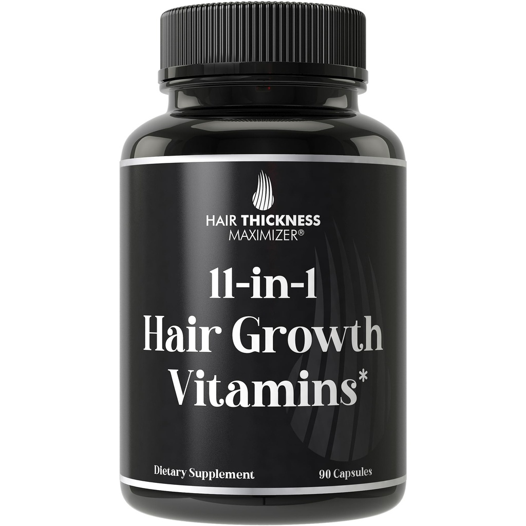 11-i-1 Vegan Hair Growth Vitamins för Thinning & Brittle Hair - Advanced Vitamin Complex med 5000mcg Biotin, Pumpkin Seed, Zink. Stöder tjockare, hälsosammare blick för kvinnor och män