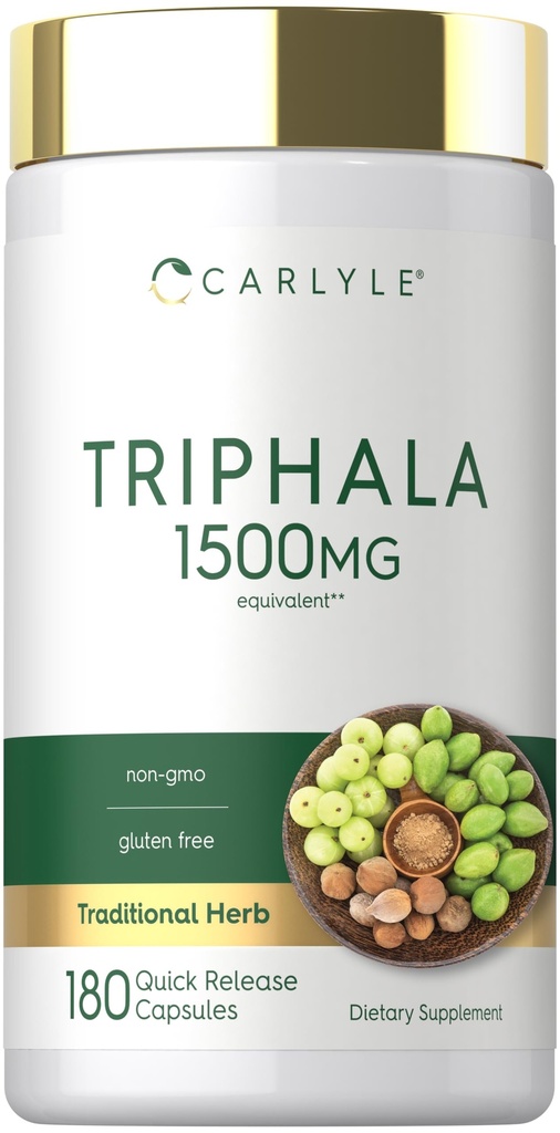 Carlyle Triphala kapslar 1500mg | 180 greve | Herbal Supplement | Non-GMO och Gluten Free