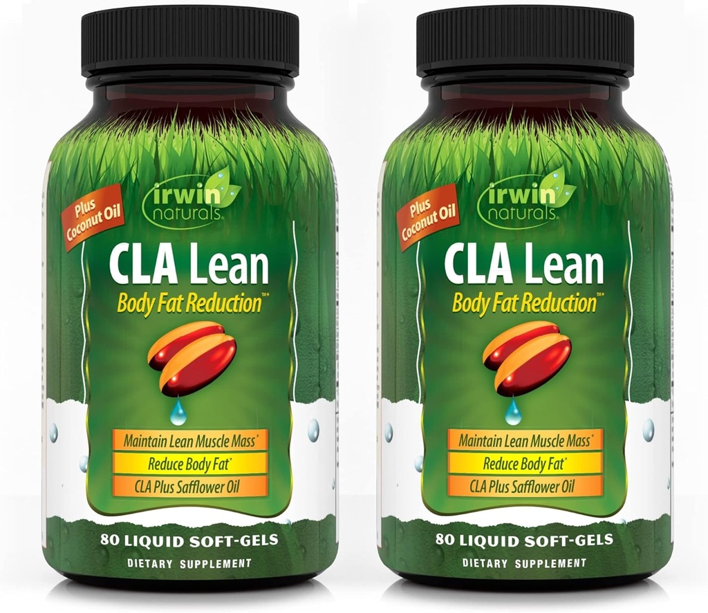 Irwin Naturals CLA Lean Body Fat Reduction - Hjälper till att minska kroppsfett och öka muskeltonus - 80 flytande mjuka nivåer (Pack of 2)