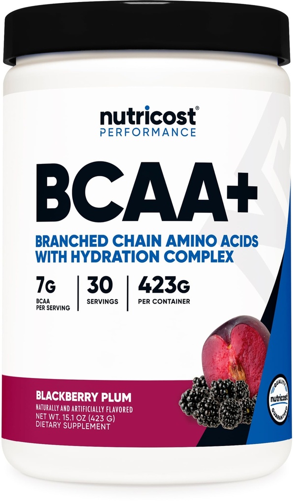 Nutricost BCAA Active med Glutamie, Citrullie och Coconut Hydration Powder (BlackBerry Plum) 30 portioner - Branched Chain Amino syror med Hydration Complex - Gluten-Free, Non-GMO