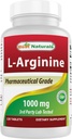 (New Improved Formula) Best Naturals L-Arginine 1000 mg 120 tabletter - farmaceutisk grad L Arginin Supplement främjar kväveoxidsyntes