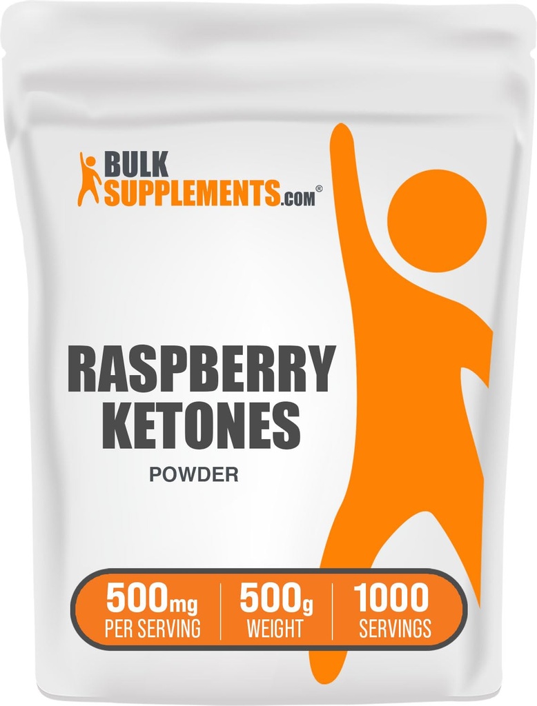 BulkSupplements.com Raspberry Ketones Powder - Raspberry Ketones Supplement, Antioxidant Source - för energistöd, Gluten Free, 500mg per servering, 500g (1.1 lbs) (Pack of 1)