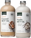 Natural Force Creamy Vanilla + Creamy Caramel MCT Oil Bundle - Gluten-Free, Non GMO, Emulsified Flavored MCTs från organiska kokosnötter - Keto, Paleo och Vegan - 2x 16 Ounce Glasflaskor
