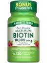 Naturens Sanning Biotin 10000mcg | 120 Snabbupplösta tabletter | Maximal styrka | Naturbär smak | Vegan, icke-GMO & Gluten fri tillägg