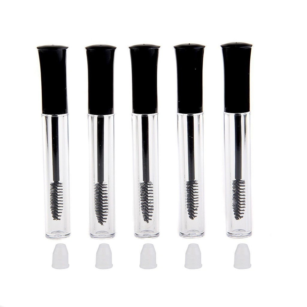 5PCS / 5ML Återanvändbar tom ögonfranstillväxt Oil Mascara Bottles Tube Holder Container Eyelash Wand Vials med Borst