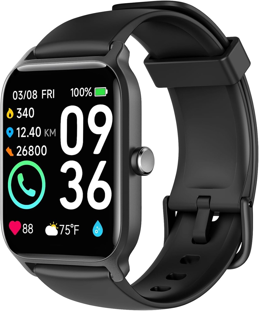 Smart Watch for Men(Answer/Make Call),Alexa Built-in,1.8”Fitness Tracker med Heart Rate Sleep SpO2 Monitor,100 Sport Mode,5ATM Vattentät, Aktivitetsspårare och Smartwatches för iOS och Android-telefoner