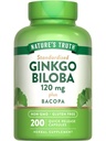 Naturens Sanning Ginkgo Biloba 120mg | Plus Bacopa | 200 Snabb frisättning kapslar | Standardiserat extrakt | Non-GMO och Gluten fri tillägg
