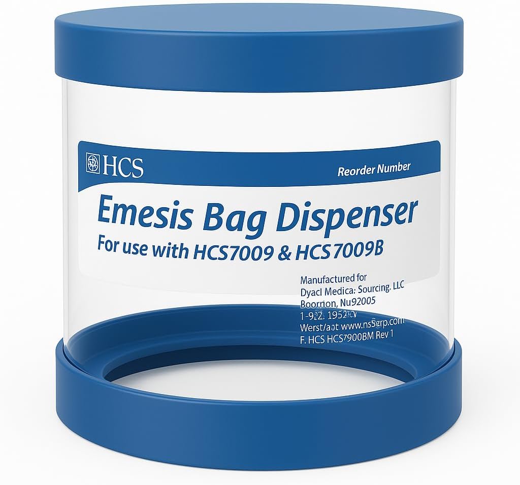 HCS Emesis Bags Dispenser - Wall Mounted, Holds 24 HCS Vomit Bags Disposable (Inkluderad) - Inkluderar ankare och skruvar