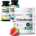 ColonBroom Psyllium Husk Powder, Colon Broom Colon Cleanser Fiber Supplement for Bloating Relief & Gut Health + Day & Night Burner Supplements, Weight Management Pills (60 Servings), 3 Items