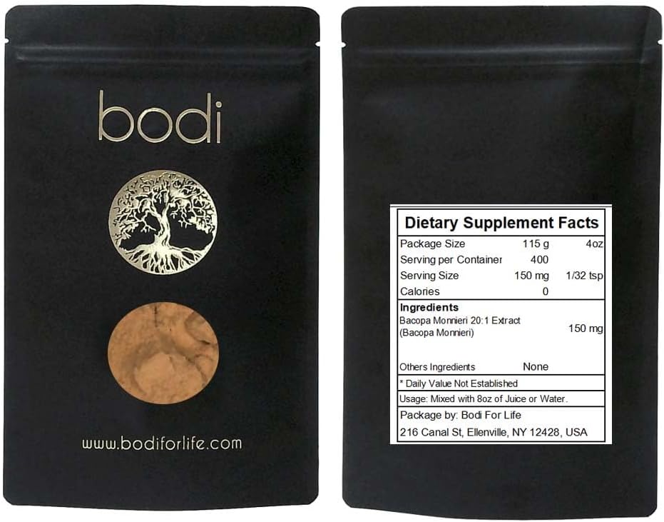 Bodi: Bacopa Monnieri 20:1 Extract Powder | 4oz till 5lb | 100% Pure Natural Hand Crafted (4 oz)