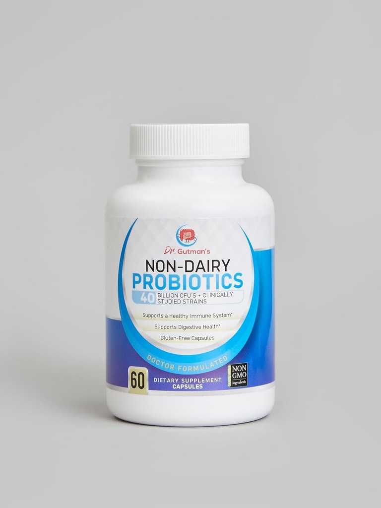 Dr. Gutman's® Non-Dairy Best Probiotics for Women and Men, Non-GMO, All-Natural Probiotics med 40 miljarder CFU Digestive Health and Immune System Support, 60 Gluten-Free, Veggie Capsules