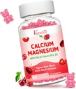 Calcium Magnesium Zink Gummies, Calcium Magnesium 2:1 Ratio med vitamin D3 & B12 för stödmuskel, humör och immunitet, 60 Vegan Cherry Flavor Gummies