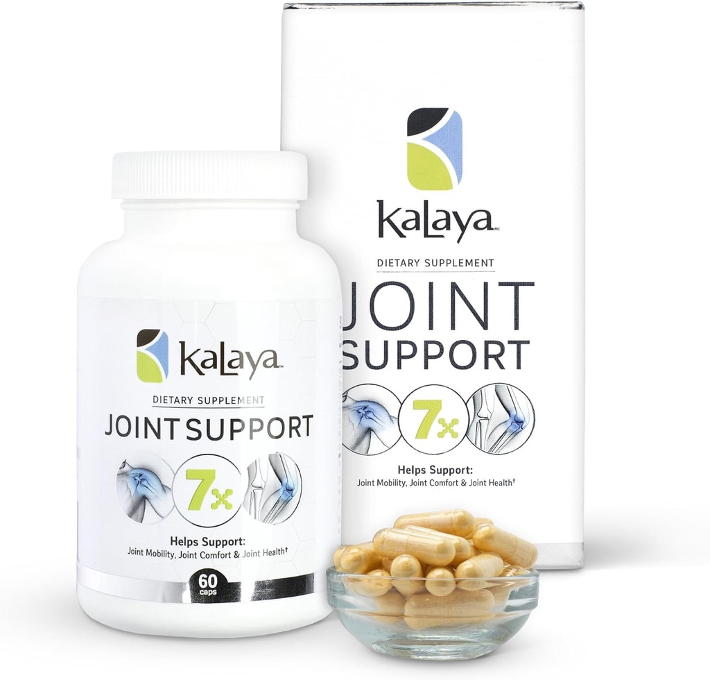 Kalaya 7X Joint Support Supplement - Designad av Medical Professionals - för Joints, Bone Health och Muscle Support - med gurkmeja, Collagen och vitamin C - 60 ct
