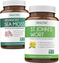 Sea Moss & St John's Wort (2-månaders leverans) Mood Moss Blend - Organic Irish Sea Moss - Raw Vegan Supplement (180 Caps) & St John's Wort med kraftfull 900mcg Hypericin Vegan Non-GMO (180 kapslar)