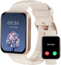 RUIMEN Smart Watches for Women Men (Answer/Make Calls) kompatibel med iPhone/Android Phones, 1.85" HD Screen Fitness Tracker Heart Rate Monitor 100+ Sports Tracker Watch Waterproof (Milky White)