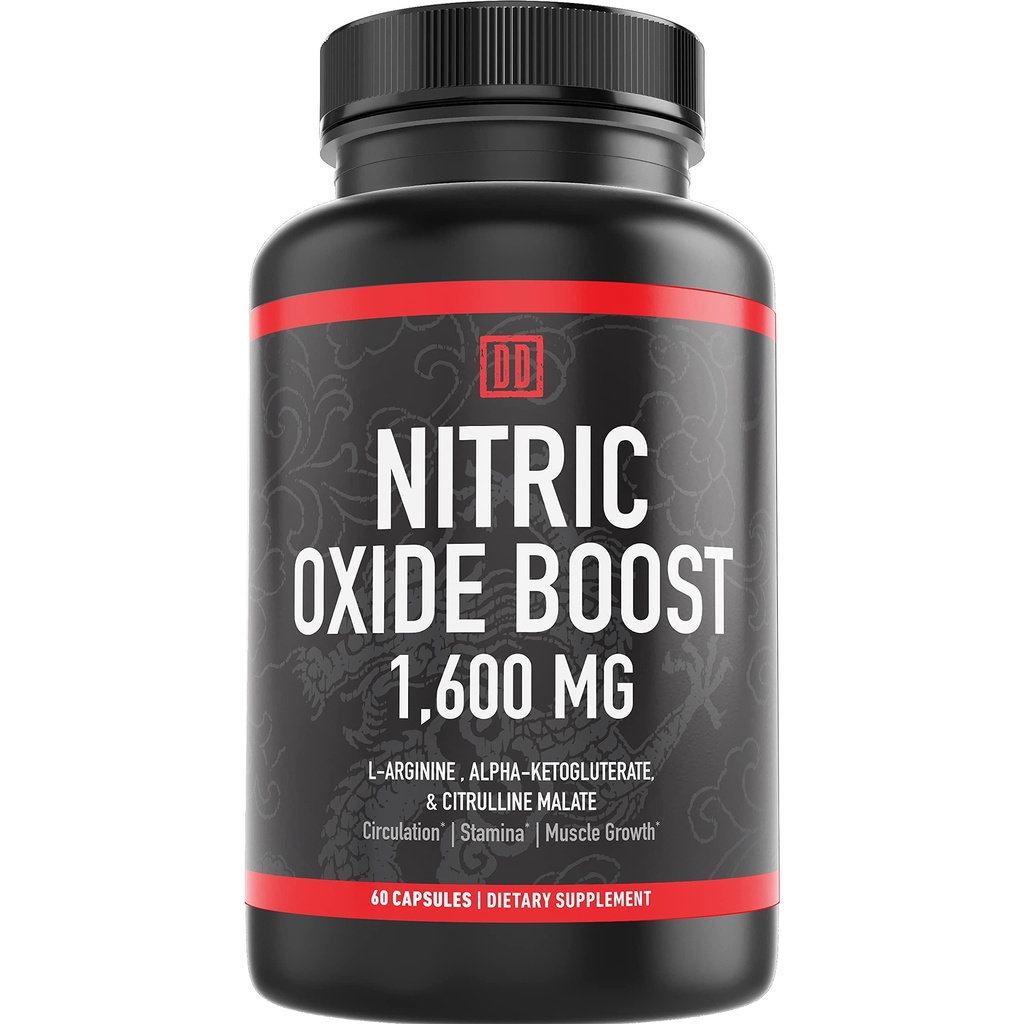 Nitric Oxide Booster Supplement, 1600mg Extra Strength L-Arginine, Citrulline Malate och Alpha-Ketoglutarate (60 greve, 1 flaska)
