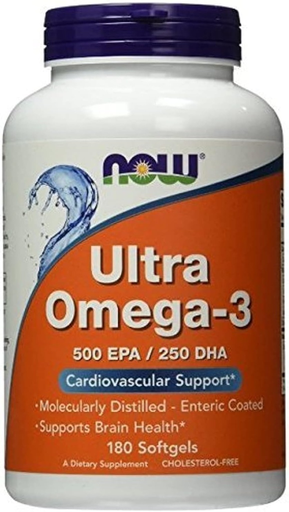 Ultra Omega-3 500 EPA/250 DHA, 180 Softgels, från NOW Foods (Pack of 2)