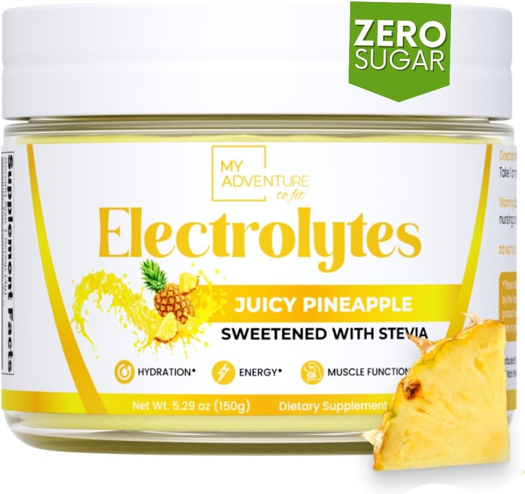 Min äventyr till Fit Zero Sugar - Pineapple Electrolytes Powder - Koffeinfri energi med alla naturliga ingredienser - Vegan, Keto & Paleo - Sugar Free Electrolytes Hydration Drink Mix - 37 portioner