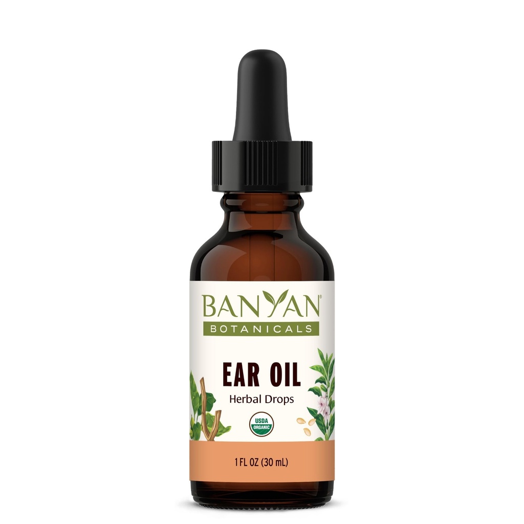 Banyan Botanicals Ear Oil - Organic Herbal Oil Ear Drops med Ashwagandha och vitlök - Soothing and Comforting for The Ears - 1 uns - Non GMO Sustainably Sourced Vegan