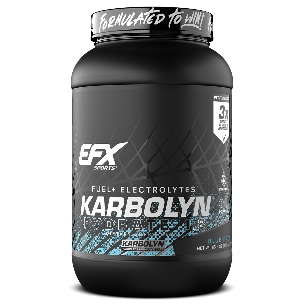 EFX Sports Karbolyn Hydrate | Kolhydratpulver + Electrolytes | Sugar Free Sports Drink Mix | Bränsle & Hydration | Stimulant Free | 66 portioner (Blå Frost)