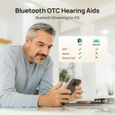 Yeasound OTC Hearing Aids for Seniors, RIC700 Plus Bluetooth Call aktiverad för iOS, Wireless Rechargeable Hearing Aid, Noise Reduction & App Control, Prescription-Grade Sound, nästan osynlig (guld)