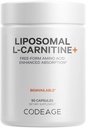 Codeage Liposomal L-Carnitine + Supplement - 500 mg L-Carnitine L-Tartrate per servering - Free-Form Amino Acid - Carnitine - Liposomal Delivery - Vegan, icke-GMO, Gluten-Free - 90 kapslar