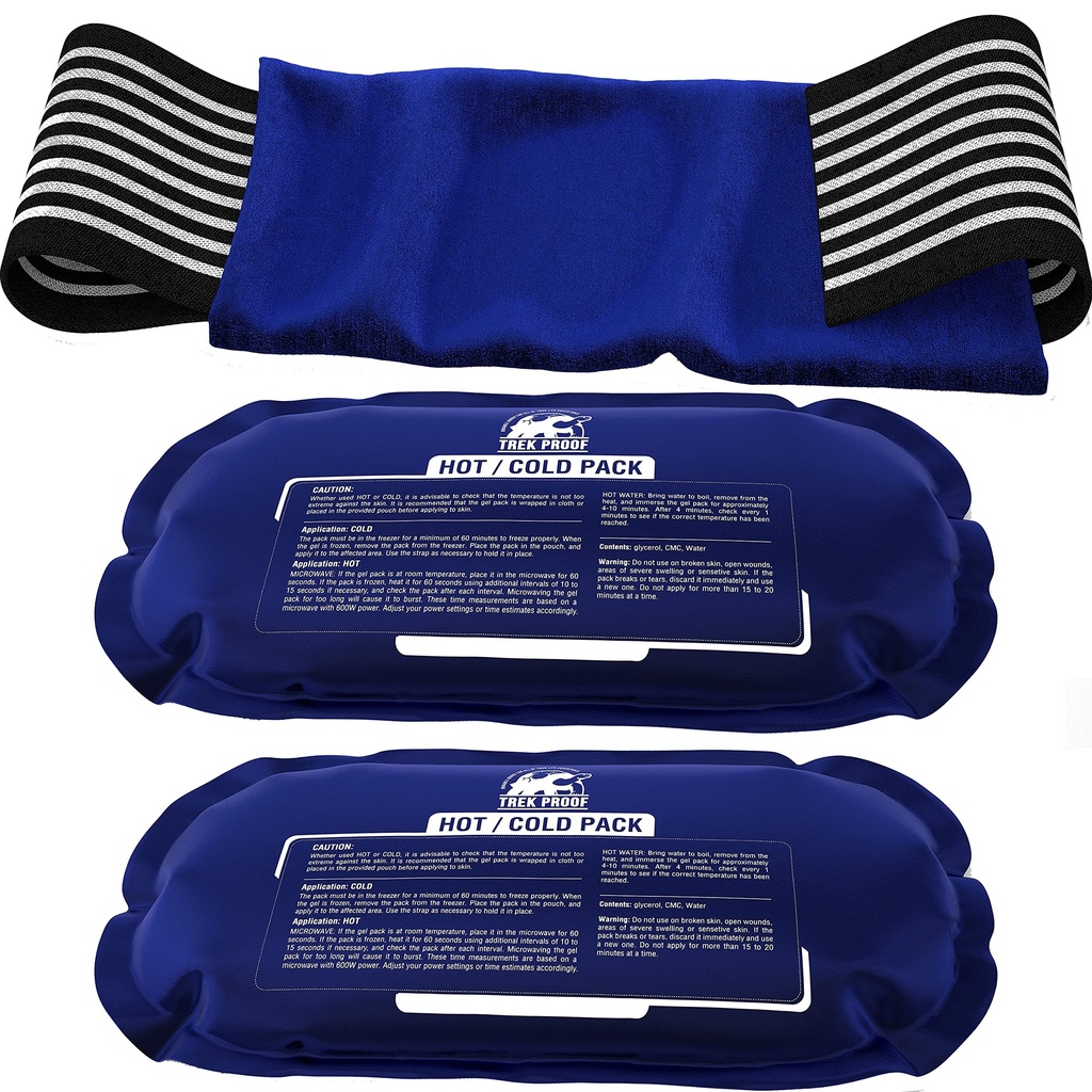 Ice Packs for Injuries Reusable (3-Piece Set) - Hot and Cold Ice Pack Therapy Gel Wrap Support - Stöder Återhämtning, Joint och Muscle Pain - Knä, Back & More (3 Piece Set - Classic)