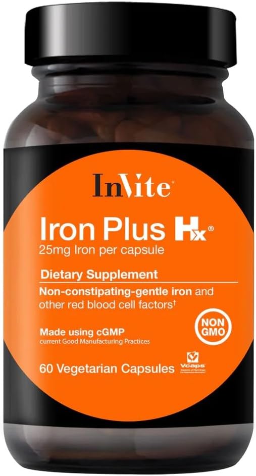 Inbjude Health Iron Plus Hx - Stöd korrekt immunsystemfunktion - 60 dagars leverans - 60 vegetariska kapslar (2-pack)