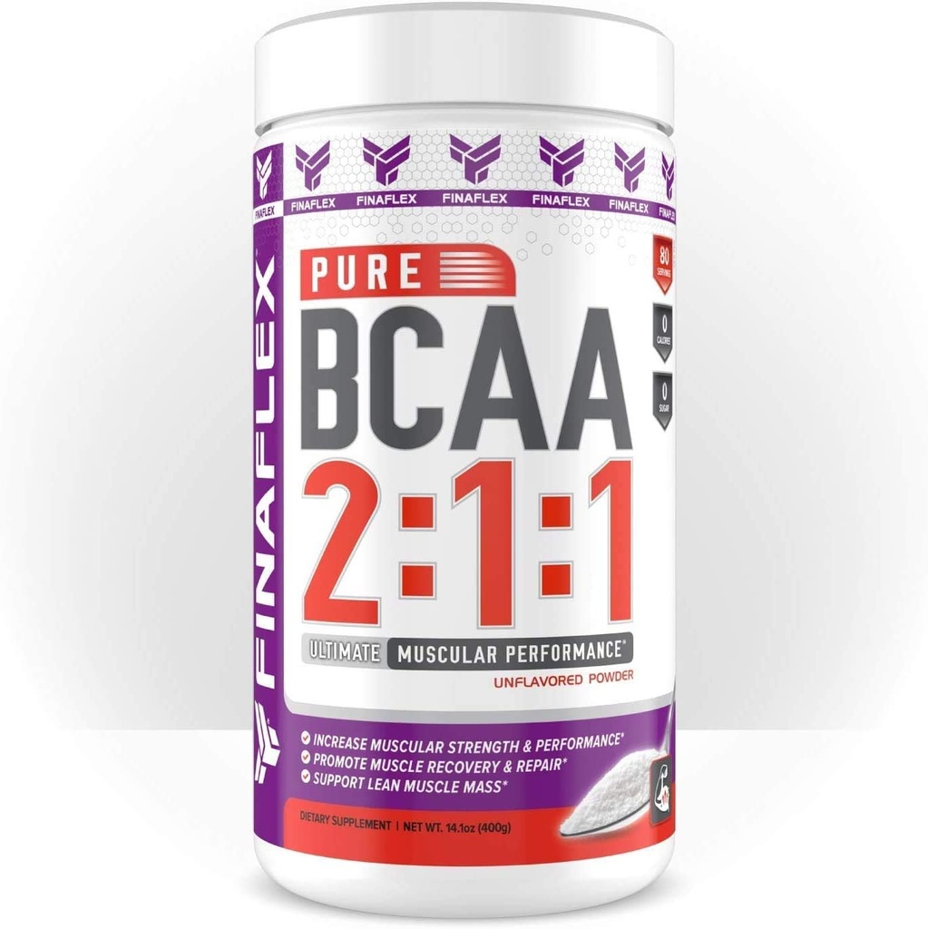 FINAFLEX Pure BCAA 2:1:1, Unflavored - 14.1 oz - Främjar styrka, återhämtning och prestanda - med 2:1:1 Ratio av Leucine, Isoleucine & Valine + Vitamin C - 80 portioner