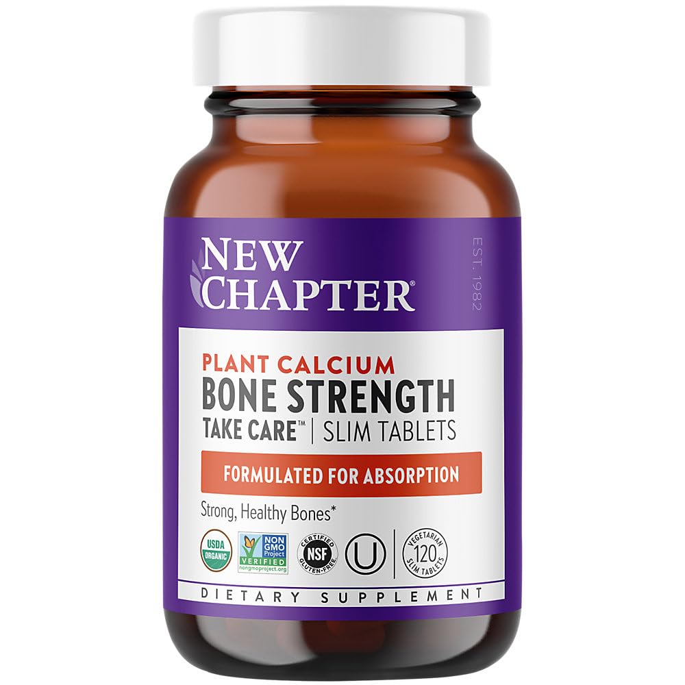 Nya kapitel Calcium Supplement - Bone Strength Organic Plant Calcium med vitamin K2 + D3 + Magnesium, Vegetarian, Gluten Free - 120 räkna (40 dag leverans)