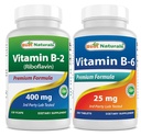 Bästa naturliga vitamin B2 (Riboflavin) 400mg & Vitamin B-6 25 Mg