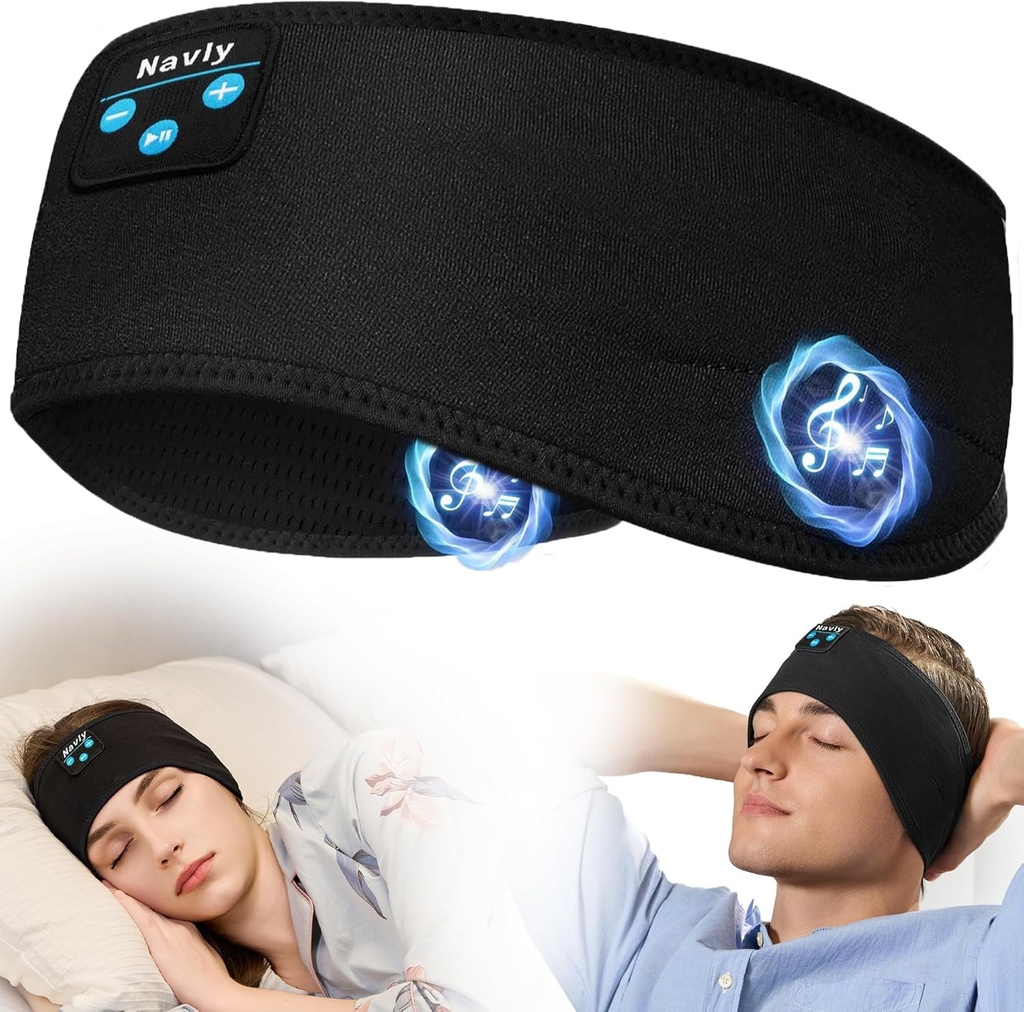 Navly Sleep Headphones, 10Hrs Sports Headband med mjuka mysiga öronproppar Bekväm, hörlurar Headband med Ultra-Thin HD Stereo högtalare Perfekt för träning, körning, yoga, resa