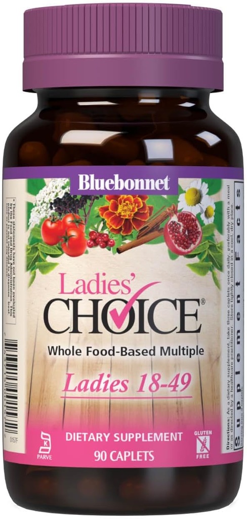 Bluebonnet Nutrition Ladies' Choice Whole Food-Based Multiple för kvinnor 18-49, 90 Count Purple / Rosa