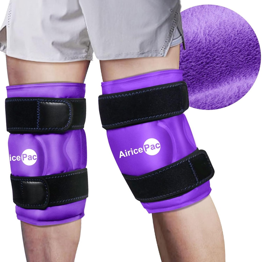 2 Ispaket för knäsmärtlindring, återanvändbar Gel Ice Wrap för skador, svullnad, knäbyte kirurgi, kall kompressterapi för artrit, Meniscus Tear och ACL, lila