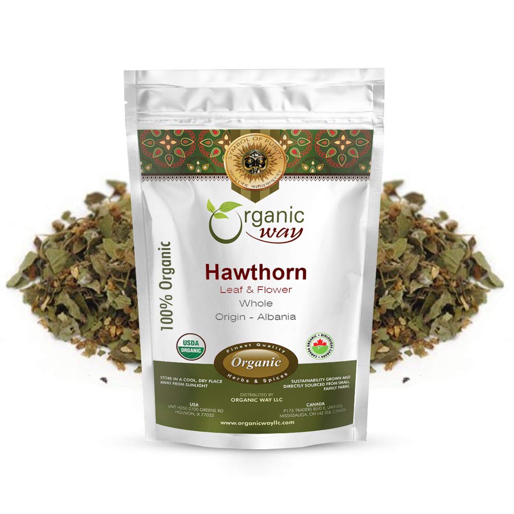 Organiskt sätt Hawthorn Leaf och Flower Whole (Crataegus monogyna) - Herbal Tea | European Wild-Harvest | Organic, Kosher & USDA Certified (1/4 LBS / 4 Oz)