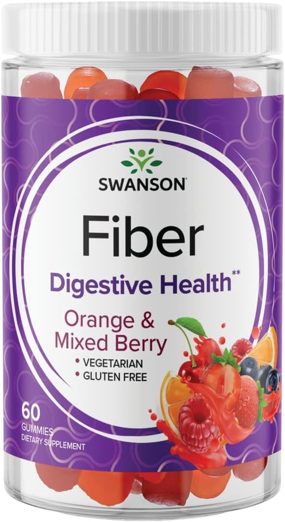 Swanson Mixed Berry Fiber Gummies - Digestive Support Främjande Regularity & Healthy Lipid Levels - All Natural Formel för att hjälpa till att stödja en hälsosam Gut Microbiome - (60 Gummies, 5g Varje)