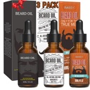 3 Pack Beard Oil för Män, Villkor och Moisturizing för bättre skäggtillväxt - Gift Set (Fengyin Green Tea / Glamour rörelse / Azure)