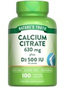 Naturens Sanning Calcium Citrat med vitamin D3 | 100 Caplets | Vegetarisk, icke-GMO & Gluten fri tillägg