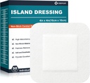 Island Dressing 4 "x4", 50 Individuellt packade Bordered Gauze Pads, 2 "x2" Non-Stick Pad i Center med limgräns, högt absorbent icke-vävda medicinska träldomar för sår, första hjälpen