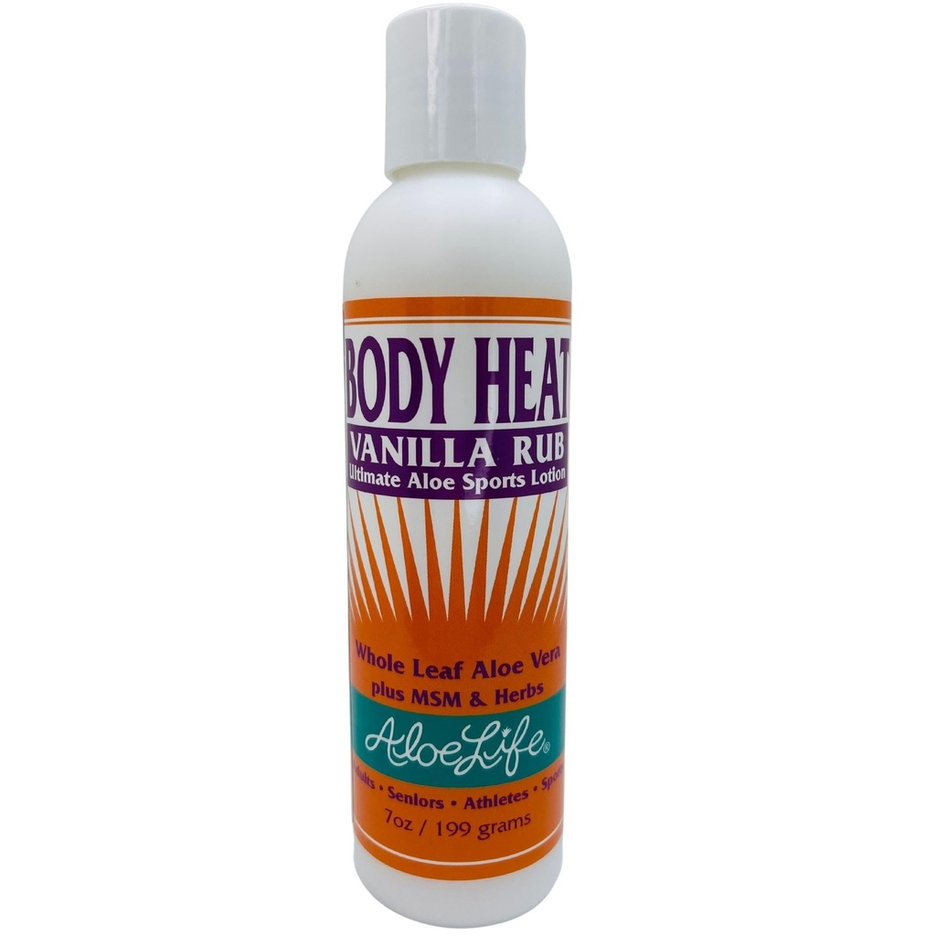 Aloe Life - Body Heat Vanilla Rub, Lubricating, Warming Action, Soothes & Relieves Sore Muscles, Safe for Seniors & Athletes, hjälper till att minska spänning och stress, Gluten-Free (7 oz)