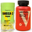 Vegan Omega-3 + Vitamin B12 Gummy | Algae Omega-3 DHA Supplements for Brain, Heart Eyes Health | Methyl B12 1000 mcg & Vitamin D 5000 IE för energi och immunstöd - 90 Count