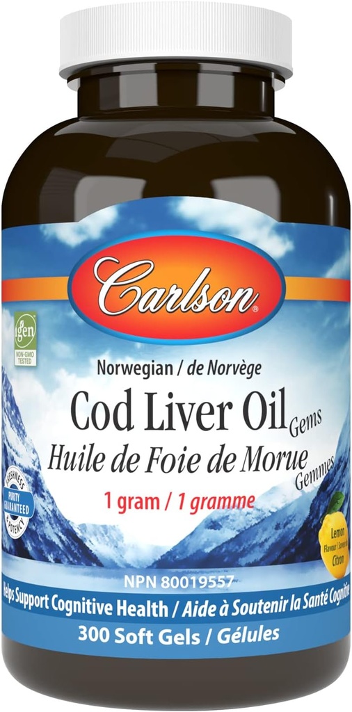Carlson Labs Cod Liver Oil, låg vitamin A, 230 mg Omega-3, 300 greve